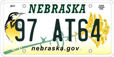 NE license plate 97AT64