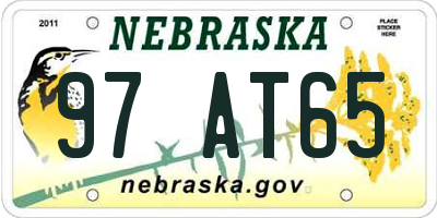 NE license plate 97AT65