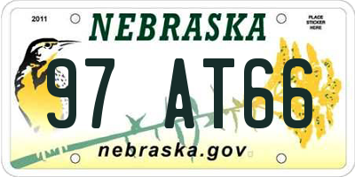 NE license plate 97AT66