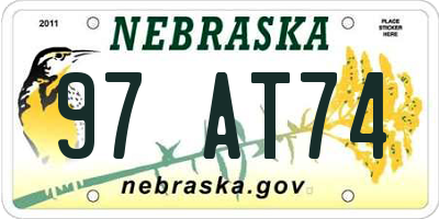 NE license plate 97AT74