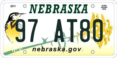 NE license plate 97AT80