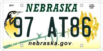 NE license plate 97AT86