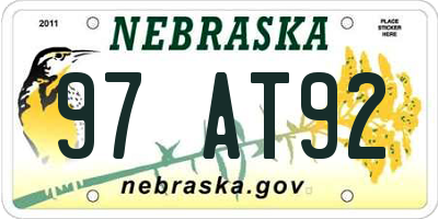 NE license plate 97AT92