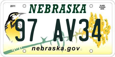 NE license plate 97AV34