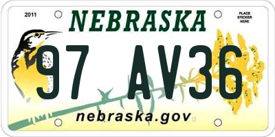 NE license plate 97AV36