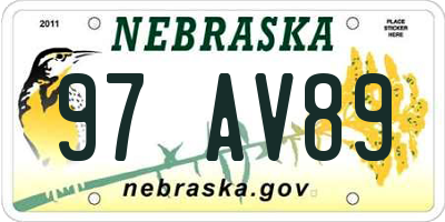 NE license plate 97AV89
