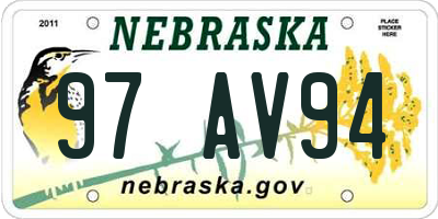 NE license plate 97AV94