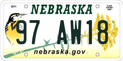 NE license plate 97AW18