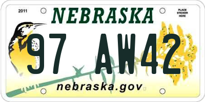 NE license plate 97AW42