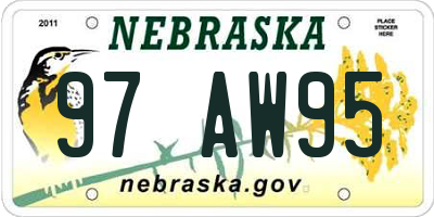 NE license plate 97AW95