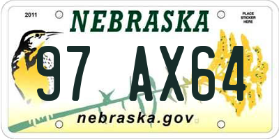 NE license plate 97AX64