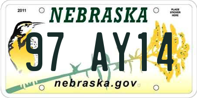 NE license plate 97AY14