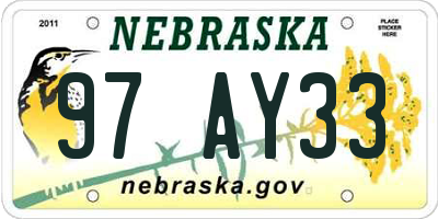 NE license plate 97AY33