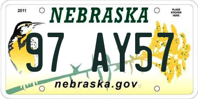 NE license plate 97AY57