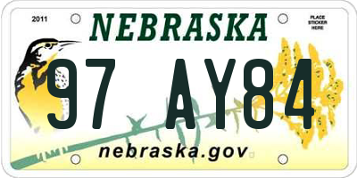 NE license plate 97AY84