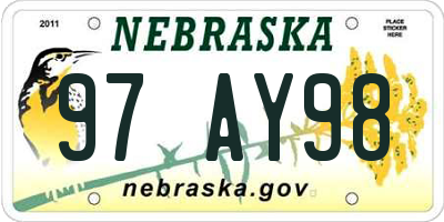 NE license plate 97AY98