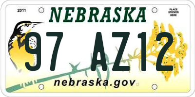 NE license plate 97AZ12