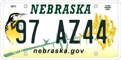 NE license plate 97AZ44