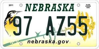 NE license plate 97AZ55
