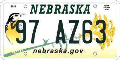 NE license plate 97AZ63