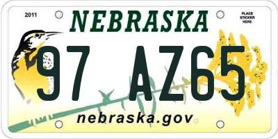 NE license plate 97AZ65