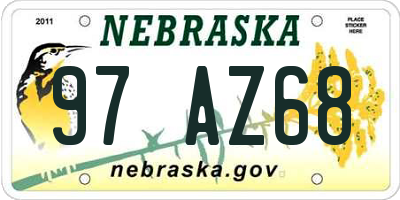 NE license plate 97AZ68