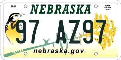NE license plate 97AZ97
