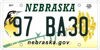 NE license plate 97BA30
