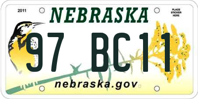 NE license plate 97BC11