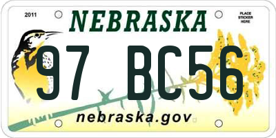 NE license plate 97BC56