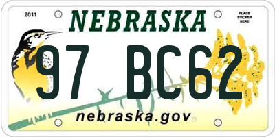 NE license plate 97BC62