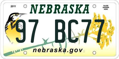 NE license plate 97BC77