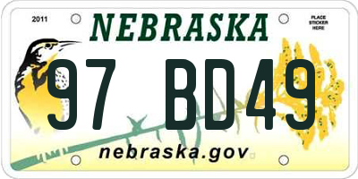 NE license plate 97BD49