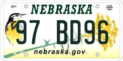 NE license plate 97BD96