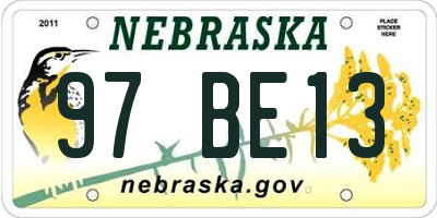 NE license plate 97BE13