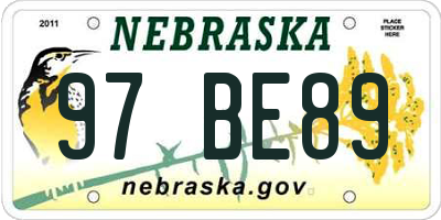 NE license plate 97BE89