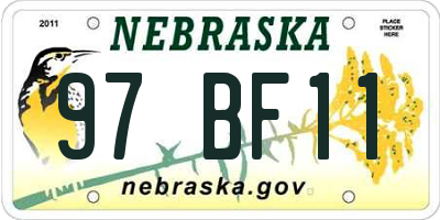 NE license plate 97BF11