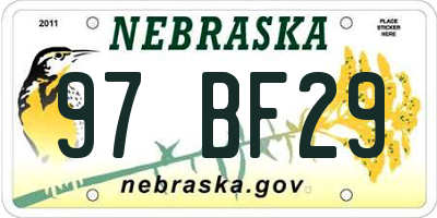 NE license plate 97BF29