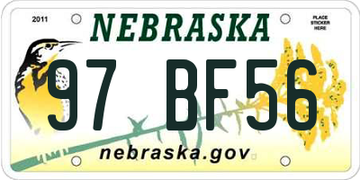 NE license plate 97BF56