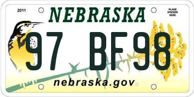 NE license plate 97BF98