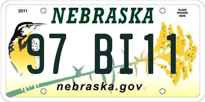 NE license plate 97BI11