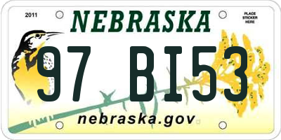 NE license plate 97BI53