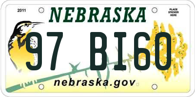 NE license plate 97BI60