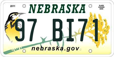 NE license plate 97BI71