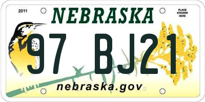 NE license plate 97BJ21