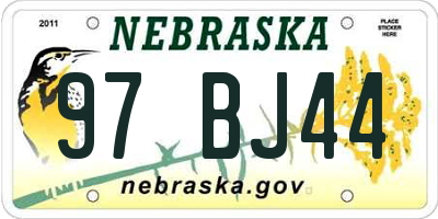 NE license plate 97BJ44
