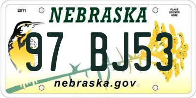 NE license plate 97BJ53