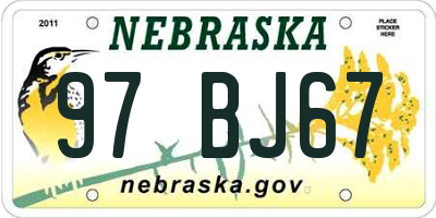 NE license plate 97BJ67