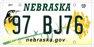NE license plate 97BJ76