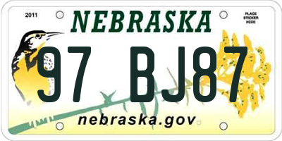 NE license plate 97BJ87